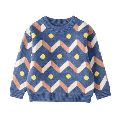 China Hot Sale Anti-Shrink Pullover Sweater Kids And Boys Autumn Winter Long Sleeve Crew Toddler Knit Blue Sweatshirt for sale