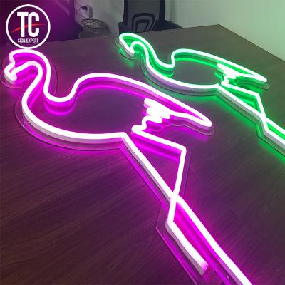 China Shop Australia Chain Store Flamingo Led RGB Neon Lamp Flexible Hanging Flashing Sign for sale