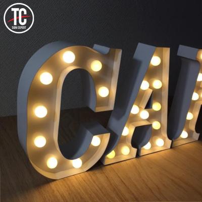 China Buildings Decorative Store Led Giant Light Bulb Letters Signs Light Up Marquee Cafe Letters for sale