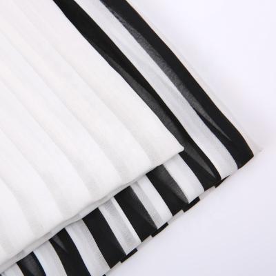 China Antistatic Stripe 100d Indonesia Chiffon Fabric 100% Black White Polyester Chiffon Fabric for sale