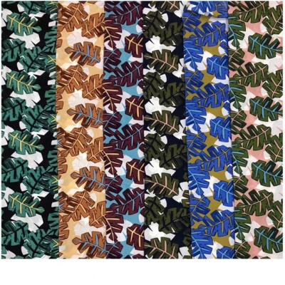 China Sustainable Leaves Pattern Printed Online Textiles Rayon Woven Fabric Rayon Dress Fabric for sale