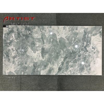 China Dark Gray Blue Color Glazed Tiles Metallic Maid Design Polished Glazed Floor Tile for sale