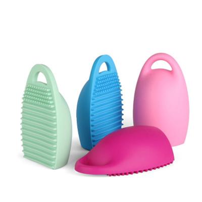 China Egg Makeup Silicone Cleansing Tool Eco-friendly Brush Cleaner Scrub Board Travel Washboard Scrubber Mini for sale