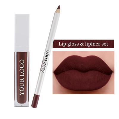 China Cruelty Free Liquid Lip Liner Set Private Label Lipstick Waterproof Long Lasting Lip Liner And Lip Gloss Set Low Moq for sale