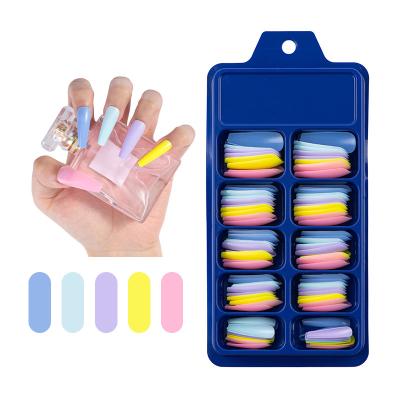 China Amazon Box Fashion SaleBlue Ballet False Long Sticker Hot Full Use Nails Type Nail Clip Color CoffinNailT Fake Nails for sale