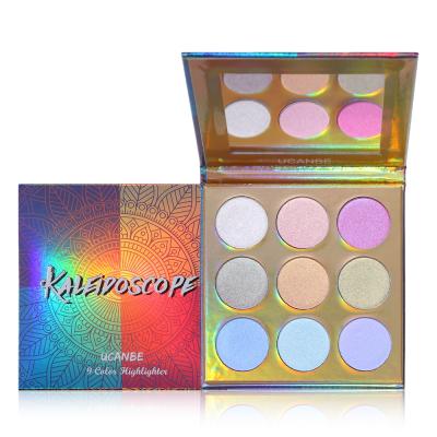 China UCANBE Duochrome Laser Eye Shadow Waterproof Makeup Palette Glitter Shimmer Highlighter Bar High Shimmer Powder 9 Color Rainbow for sale