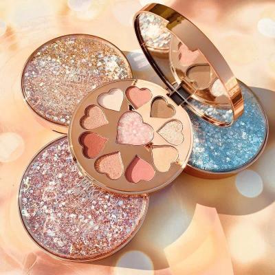 China Waterproof Make Your Own Brand Diy Eyeshadow Palette 9 Color Glitter Make Your Own Eyeshadow Palette Dye Eyeshadow Palette With Mirror for sale