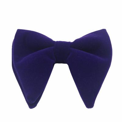 China Simple Wholesale Polyester Solid Color Bowtie Pre-Tied Velvet Big Bow Material Adjustable Tie For Men for sale