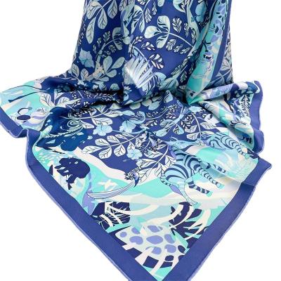 China Hot Selling Fashion China Manufacturer Lady Silk Scarf Indonesian Style Flower Pattern Summer Scarves Silky Feeling Heatstroke Prevent for sale