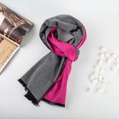 China Custom Supplier Two Color Winter Scarf Soft Smooth Feeling Two Sided Silk Brushed Shawls for sale