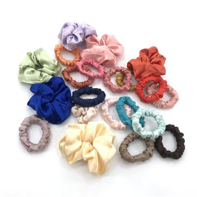 China Fashion Women's Fashion Elastic Custom Bulk Ties Solid Silk Hair Accessory Satin Hair Bands Girls Wholesale Hair Silk Scrunchies for sale