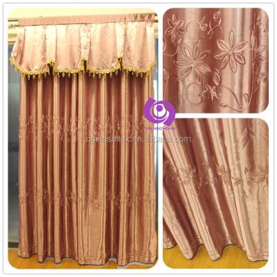 China Blackout Blackout (EMB) High Quality 100% Polyester Embroidered Blackout Fabric Curtains With Valance for sale