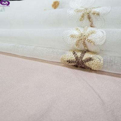 China Wholesale Modern Elegant 100% Polyester Voile Pomegranate Tear-Resistant Warp Chat Embroidery Curtain Fabric for sale