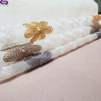 China Wholesale Modern Elegant 100% Polyester Voile Pomegranate Tear-Resistant Warp Chat Embroidery Curtain Fabric for sale