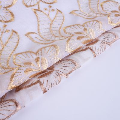 China Blackout CC-1009-02 hot sale voile fabric fashion design embroidery for curtains for living room for sale