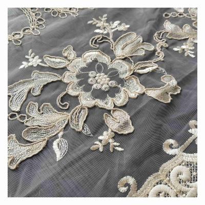 China Turkish Fabric Mesh Ground For Living Room Luxury Memory Home Textile Fabric Embroidery Curtain CC-21-136 for sale