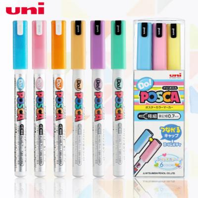 China UNI POSCA PC-1MD Marker 6pcs/set Graffiti Display Advertising Pen Marker Set 0.7mm Waterproof Even Color Watermark Fine Even Marker for sale