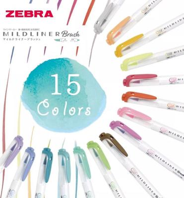 China Kids Paint NEW Zebra MildLiner Brush Pen Set of 5 Marker Colors, Soft Double Liner Pointed Art Marker Pens for sale