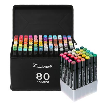 China Kids Paint Marker 80 Colors Non-Toxic Paint Dual Ended Sketch Fineline Markers Dual To Tip Twin Drawing Alcohol Permanent Art Maga Marker Pen for sale