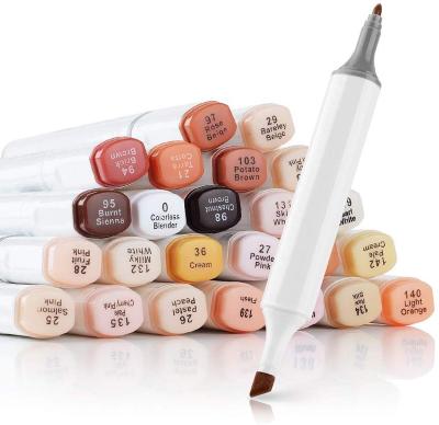 China Children Paint Portrait Sketch Drawing Art 24 Color Design School Animation Mango Brown Skin Marker Pen Series Color for sale