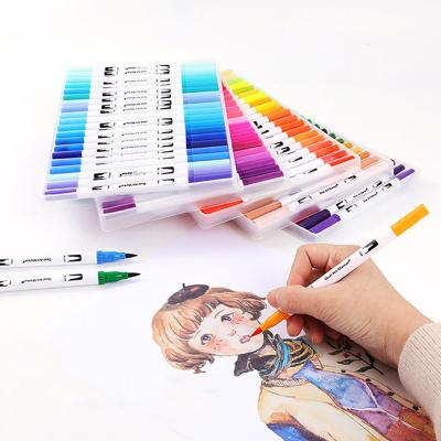 China Waterproof Marker Fineliner Watercolor Alcohol Art Marker Dual Tip Brush Pen Drawing Painting Set for sale