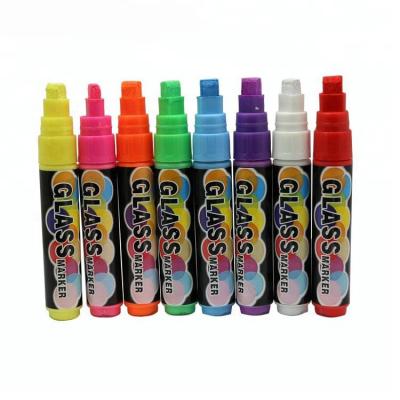 China Queenstar Non-Toxic Dry Erase Chalk Marker Pen Fiber Flat Tip 12 Colors 8mm Marker Pen Liquid Dry-Erase & Wet-Erase School for sale