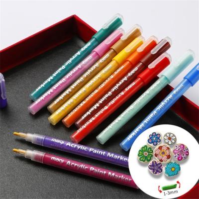 China Wholesale Fine Tip Queenstar Acrylic Marker Pen Permanent Paint Marker 12 Colors 3mm for sale