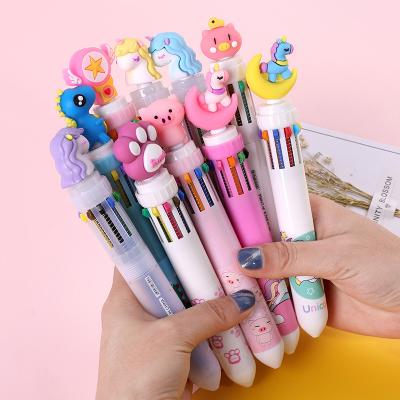 China 10 color cartoon heart girl normal cute multi color ballpoint pen student multi ballpoint pen for sale