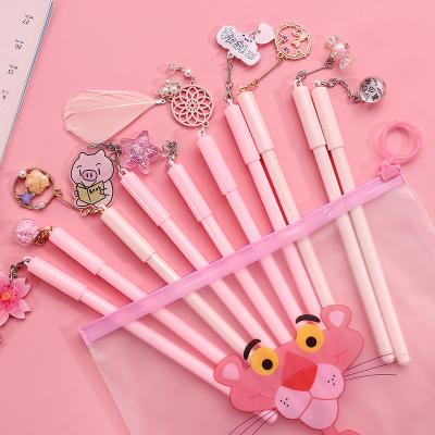 China Normal 10 Sets Creative Girl Pink Pendant Pen Cute Cartoon Pen Combination Set Wind Chimes Pendant Pen / for sale