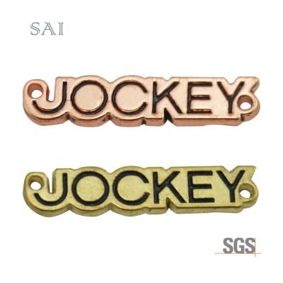 China Sustainable Factory Custom Metal Alloy Decorated Brand Badge Metal Label for sale