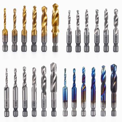 China 6PC High Speed ​​Steel Hex Shank Drilling And Triple-Integrated Screw Compound Tapping Tap for sale