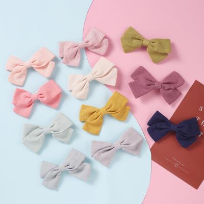 China Eco-friendly Baby Headband Girl Hair Accessories Color Cotton Hairpin Canvas Bow Hairpin For Girls NSFB-9794 for sale