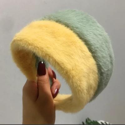 China 2020 New Style Hair Decoration Beautiful Solid Color Hair Circle Simple Plush Wide Brimmed Headband for sale