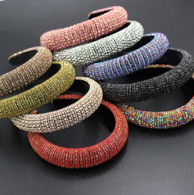 China Rhinestone Jeweled Headbands Fashion Wholesale European Women Crystal Headband Colored Rhinestone Designer Baroque Padded Headband For Women for sale