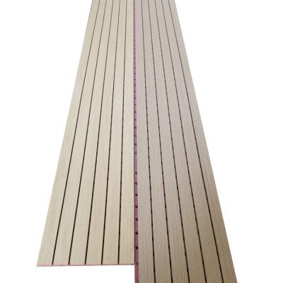 China Modern Decorative Wooden Veneer Sound Absorbing Perforated Groove Microphone Acoustic Panels for sale