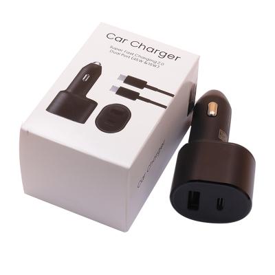 China Quick Fast Charger Car Type C Dual USB Ports Car Chargers For Samsung Galaxy s10 s9 s8 plus s20 Note 20 Type C Power Adapter USB C Adapter+15W USB Cables 45W for sale