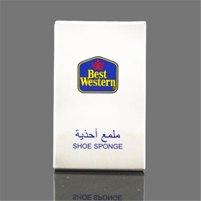 China Sponge shoe shine sponge in paper box shoe polisher menhaden hotel travel shoe care for sale