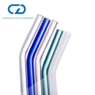 China 2020 Amazon Success Custom Color Hand Blown Reusable Glass Drinking Straws With Logo for sale