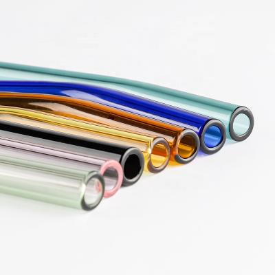 China Juice Straw Minimalist Creative Heat-resistant Colorful Glass Straw Transparent Glass Tube Lip-protective Straw for sale