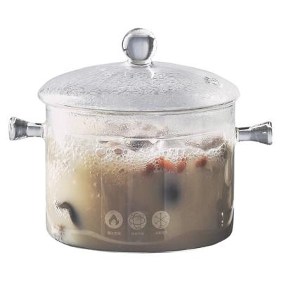 China Sustainable Glass Casserole with Cover, Heat Resistant Glass Stovetop Cooking Pot with Lids for Pasta Noodle, Soup, Milk, Baby Food for sale