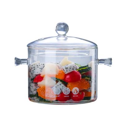 China Factory direct sale viable pyrex pot kitchen glassware cookware non-stick transparent clear glass cooking set for sale