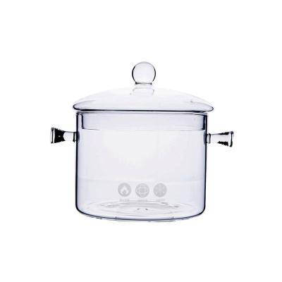 China Sustainable glass non stick cooking pot cookware borosilicate glass pot with cover for sale