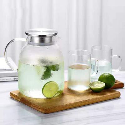 China Sustainable Hot Popular Amazon Water Juice Tea Jugs Transparent Glass Pitcher With Filter Set for sale