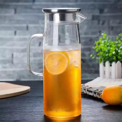 China Largest Drinkware Sustainable Clear Ware Supplies Cold Water Juice Tea Glass Pitcher Jugs Cups Sets With Wooden Lids for sale