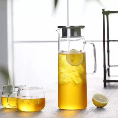 China Viable Glass Pitcher with Lid Heat Resistant Water Jug for Hot/Cold Water, Ice Tea and Juice Beverage for sale