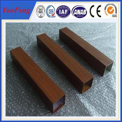 China wooden transfer(wood grain transfer printing) aluminum square tube extrusion for sale