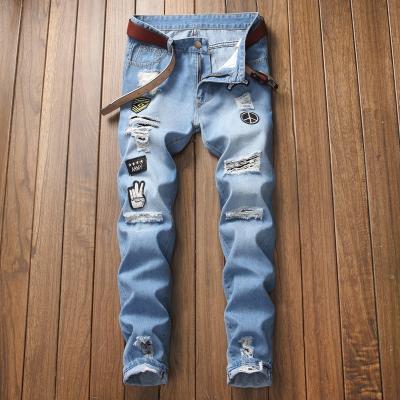 China New QUICK DRY Blue Jogger Fashion Mustache Tight Urban Men's Super Skinny Fit Pants Stretchy Jeans Men Denim for sale