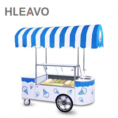 China Snack Factory Customized Europe Ice Cream Carts With Transparent Glass Display Freezer for sale