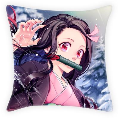 China PORTABLE Anime Character Anime Character Demon Slayer Plush Square Cushion Cover Cartoon Character Short Pillow Case for sale