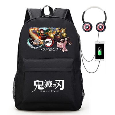 China With USB Customized Anime Series Demon Slayer Backpack With USB Edition School Classic Canvas Business Laptop Filling Casual Backpack for sale